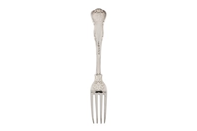 Lot 301 - A George IV sterling silver table fork, London 1820 by Paul Storr (1771-1844, first reg. 12th Jan 1793)