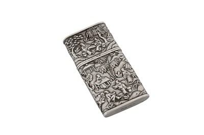 Lot 168 - A mid-19th century Chinese export silver cheroot or lancet case, Canton circa 1850 retailed by Khecheong
