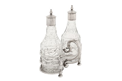 Lot 478 - A Queen Anne Britannia standard silver oil and vinegar cruet, London 1709 by Simon Pantin I (reg. 23rd June 1701)