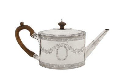 Lot 435 - A George III sterling silver teapot, London 1786 by Charles Aldridge