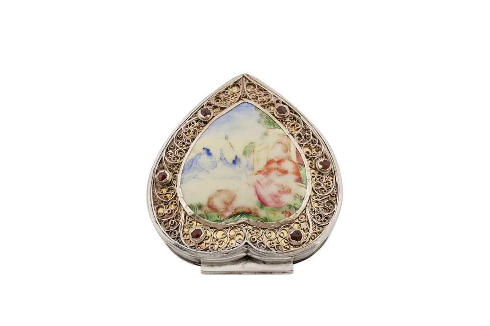 Lot 3 - An unusual and rare William and Mary silver, filigree, and enamel snuff box, possibly London circa 1690 marked IM incuse (untraced)