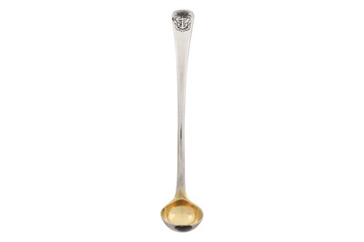 Lot 285 - A Victorian sterling silver mustard spoon or ladle, London 1859 by John Samuel Hunt overstriking George Adams of Chawner and Co