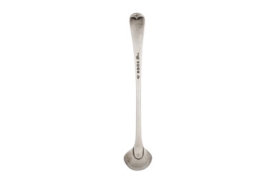 Lot 285 - A Victorian sterling silver mustard spoon or ladle, London 1859 by John Samuel Hunt overstriking George Adams of Chawner and Co