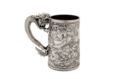 Lot 189 - A late 19th century Chinese export silver mug, Canton dated 1891 by Quan Ji, retailed by Lee Ching of Canton and later Hong Kong