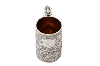 Lot 189 - A late 19th century Chinese export silver mug, Canton dated 1891 by Quan Ji, retailed by Lee Ching of Canton and later Hong Kong