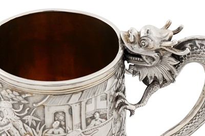 Lot 189 - A late 19th century Chinese export silver mug, Canton dated 1891 by Quan Ji, retailed by Lee Ching of Canton and later Hong Kong