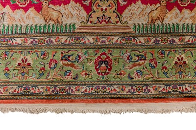 Lot 26 - AN EXTREMELY FINE SILK QUM PRAYER RUG, CENTRAL PERSIA
