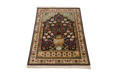 Lot 45 - AN EXTREMELY FINE SILK QUM PRAYER RUG, CENTRAL PERSIA