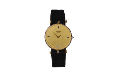 Lot 351 - SARCAR. A GOLD AND SAPPHIRE WRISTWATCH