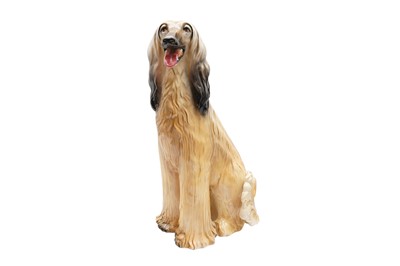 Lot 393 - A MID-CENTURY ITALIAN CERAMIC LIFE-SIZED FIGURE OF AN AFGHAN HOUND