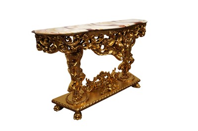 Lot 168 - A VENETIAN STYLE GILTWOOD CONSOLE TABLE AND MIRROR