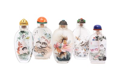 Lot 682 - λ FIVE CHINESE INSIDE-PAINTED SNUFF BOTTLES