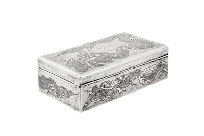 Lot 175 - An early 20th century Chinese export silver cigarette box, Shanghai circa 1930