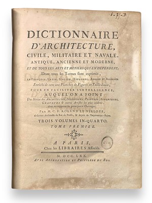 Lot 3 - Charles François Roland Le Virloys, Dictionnaire d'architecture, First Edition, 1770-71