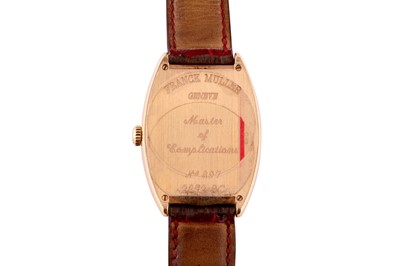 Lot 392 - FRANCK MULLER. AN 18CT CURVEX WRISTWATCH