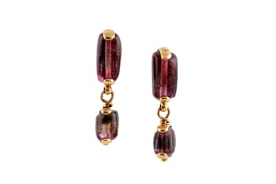 Lot 133 - A PAIR OF PINK TOURMALINE PENDENT EARRINGS, CIRCA 2008