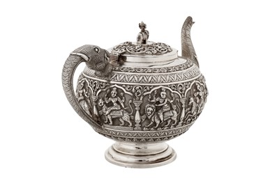 Lot 120 - A late 19th century Anglo – Indian unmarked silver three-piece tea service, Madras circa 1890