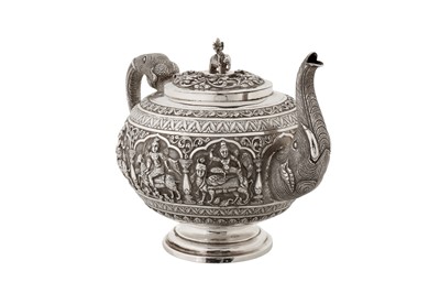 Lot 120 - A late 19th century Anglo – Indian unmarked silver three-piece tea service, Madras circa 1890