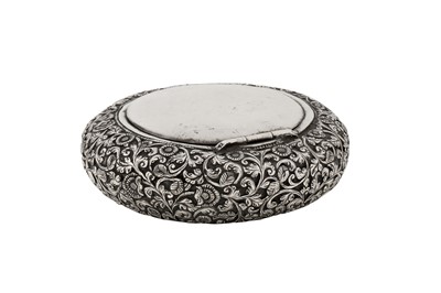 Lot 106 - A late 19th century Anglo – Indian unmarked silver table snuff box, Cutch circa 1890