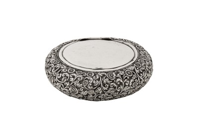 Lot 106 - A late 19th century Anglo – Indian unmarked silver table snuff box, Cutch circa 1890