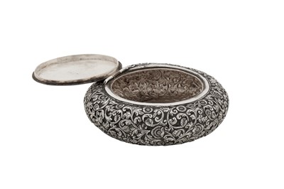 Lot 106 - A late 19th century Anglo – Indian unmarked silver table snuff box, Cutch circa 1890