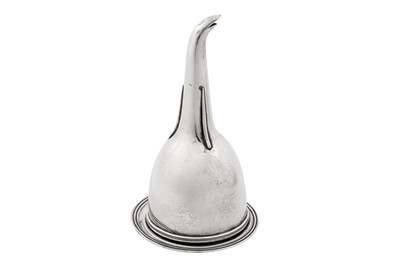Lot 408 - A George III Scottish sterling silver wine funnel and stand, the funnel Edinburgh circa 1810 by James Mckay