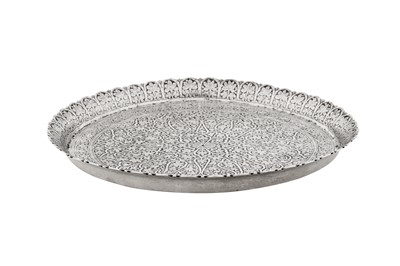 Lot 89 - A late 19th century Anglo – Indian unmarked silver tray, Kashmir circa 1890