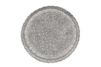 Lot 89 - A late 19th century Anglo – Indian unmarked silver tray, Kashmir circa 1890