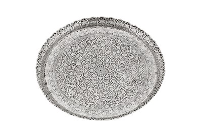 Lot 89 - A late 19th century Anglo – Indian unmarked silver tray, Kashmir circa 1890