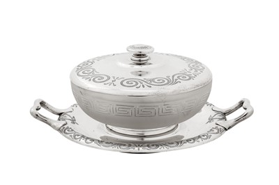 Lot 371 - A Victorian sterling silver butter dish on stand, Sheffield 1879 by Henry Wilkinson and Sons