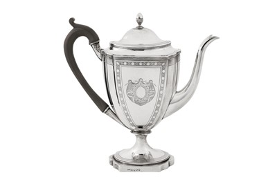 Lot 409 - A George III Scottish sterling silver coffee pot, Edinburgh 1799 by McHattie and Fenwick