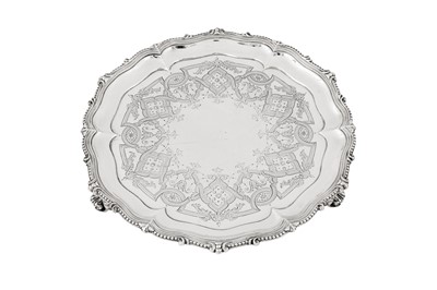 Lot 377 - A Victorian sterling silver salver, London 1862 by messrs Barnard