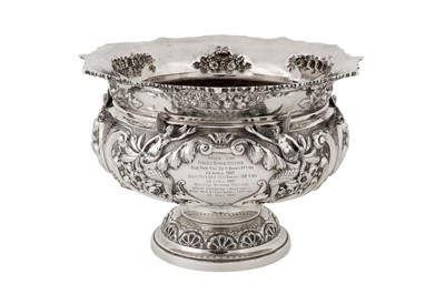 Lot 74 - Indian colonial interest – An Edwardian sterling silver racing trophy bowl, Sheffield 1907 by Walker and Hall