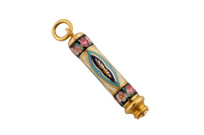 Lot 28 - A Victorian unmarked gold and enamel propelling pencil, circa 1880 by Sampson Mordan