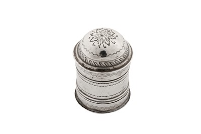 Lot 8 - A George III sterling silver nutmeg grater, Birmingham circa 1800 by Joseph Wilmore
