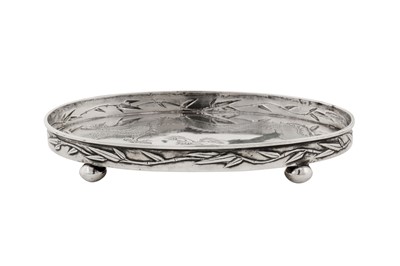 Lot 174 - An early 20th century Chinese export silver dressing table tray, Shanghai circa 1910 by Shang, retailed by Kwong Man Shing