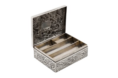 Lot 64 - A Victorian sterling silver stamp box, London 1895 by Goldsmiths and Silversmiths Co