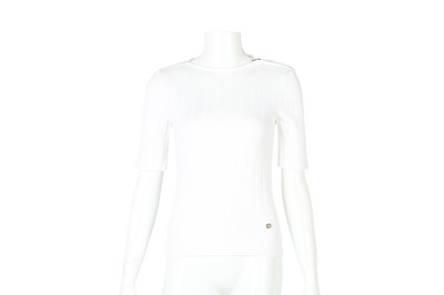 Lot 334 - Chanel White Cotton Short Sleeve Knit Top