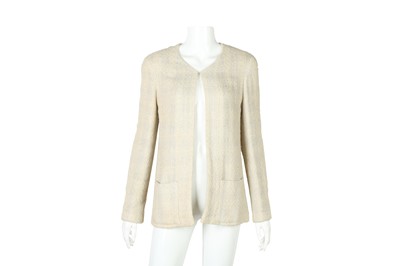 Lot 209 - Chanel Beige Boucle Open Front Jacket - Size 40