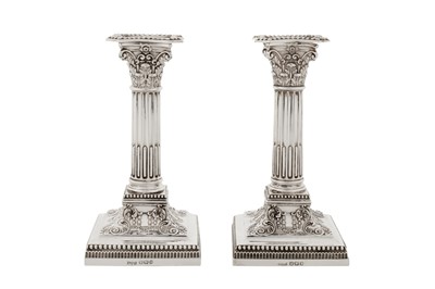 Lot 353 - A pair of Victorian sterling silver candlesticks, Sheffield 1897 by James Dixon and Sons