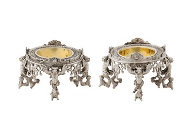 Lot 232 - A pair of mid to late 19th century German or Italian silver salts, circa 1850-80