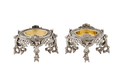 Lot 232 - A pair of mid to late 19th century German or Italian silver salts, circa 1850-80