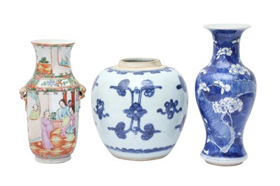 Lot 83 - TWO CHINESE VASES AND A JAR