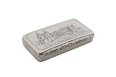 Lot 4 - A William IV sterling silver ‘castle top’ snuff box, Birmingham 1836 by William Simpson
