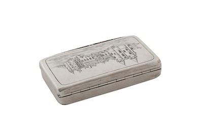 Lot 4 - A William IV sterling silver ‘castle top’ snuff box, Birmingham 1836 by William Simpson