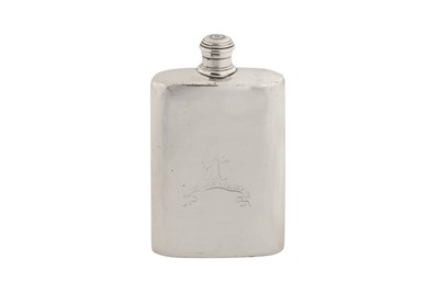 Lot 11 - A George III sterling silver spirit flask, London circa 1795 by Jonathan Perkins I and Jonathan Perkins II (reg. 5th Aug 1795, disbanded by 1800)