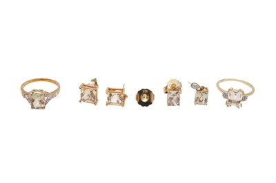 Lot 46 - TWO RINGS AND TWO PAIRS OF EARRINGS
