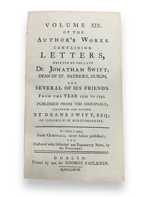 Lot 104 - Jonathan Swift, The Works…, 19 vols., Dublin, 1768