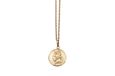 Lot 12 - A 9CT CHAIN AND ST CHRISTOPHER PENDANT