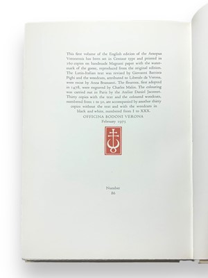 Lot 135 - Aesop, The Fables..., Number 86 of 160 Copies, Officina Bodoni, 1973